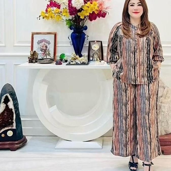 Grgd- Setelan Rayon Twill 238782 Motif Salur Abstrak Premium