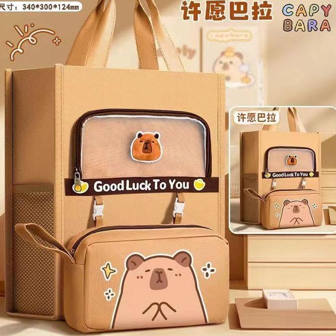 TAS LES CAPYBARA Tas Les Anak Tas Multifungsi Tas Bahu Tas Selempang Les Kursus Tote Bag TUTOR BAG