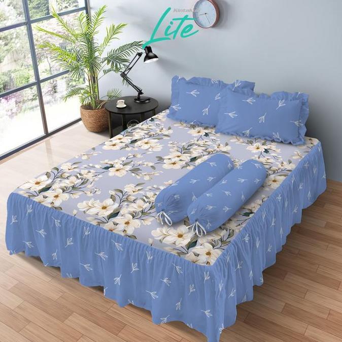 Sleep- [Clearance Sale] Kintakun Sprei Lite Rumbai 160 X 200 B4 (Sarung Bantal 4) 5 Kaki Hi-Breath M
