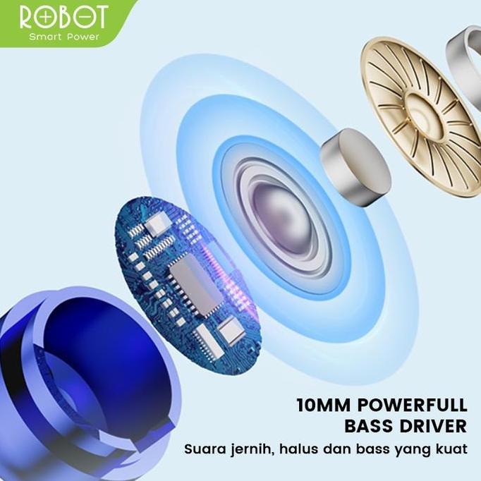 Audflow- Headset Robot Re40 Headset Wired Earphone Full Electroplated Original Bass Earphones