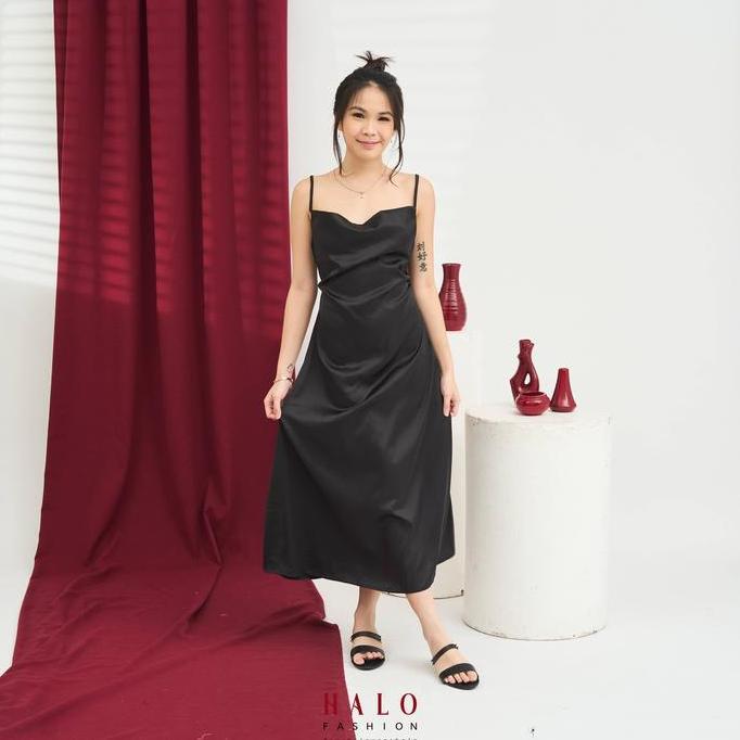 Xyxy- [Halofashion] Agatha Sexy Maxi Dress Satin Casual Midi Dress  Korean Fashion