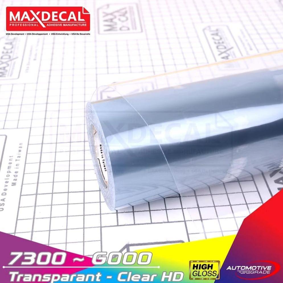 FAVORIT` stiker skotlet putih transparant glossy premium MAXDECAL (harga permeter)