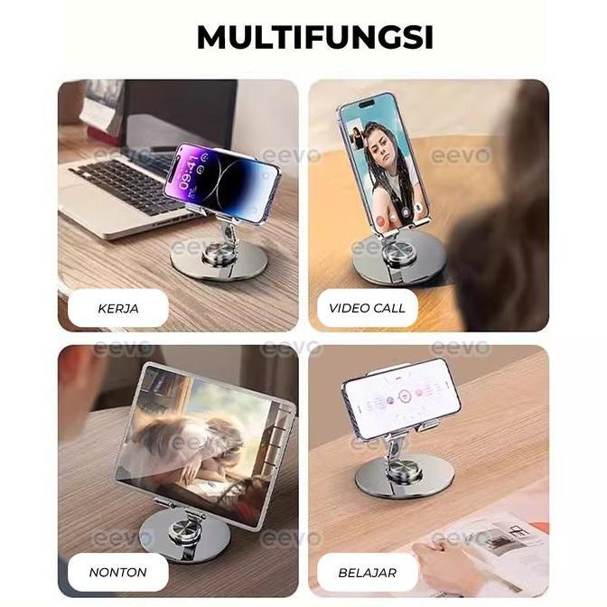 Camwoi- Holder Hp Meja Full Besi Rotasi 360 Derajat Evogrip Ps08 Universal Phone Stand Bahan Alloy D