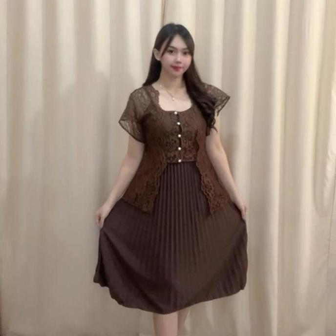 Xyxy- Dress Anita /Dress Outer Wanita/Dress Kekinian Wanita/Dress Kondangan/Dress Pesta Natal/Outer 