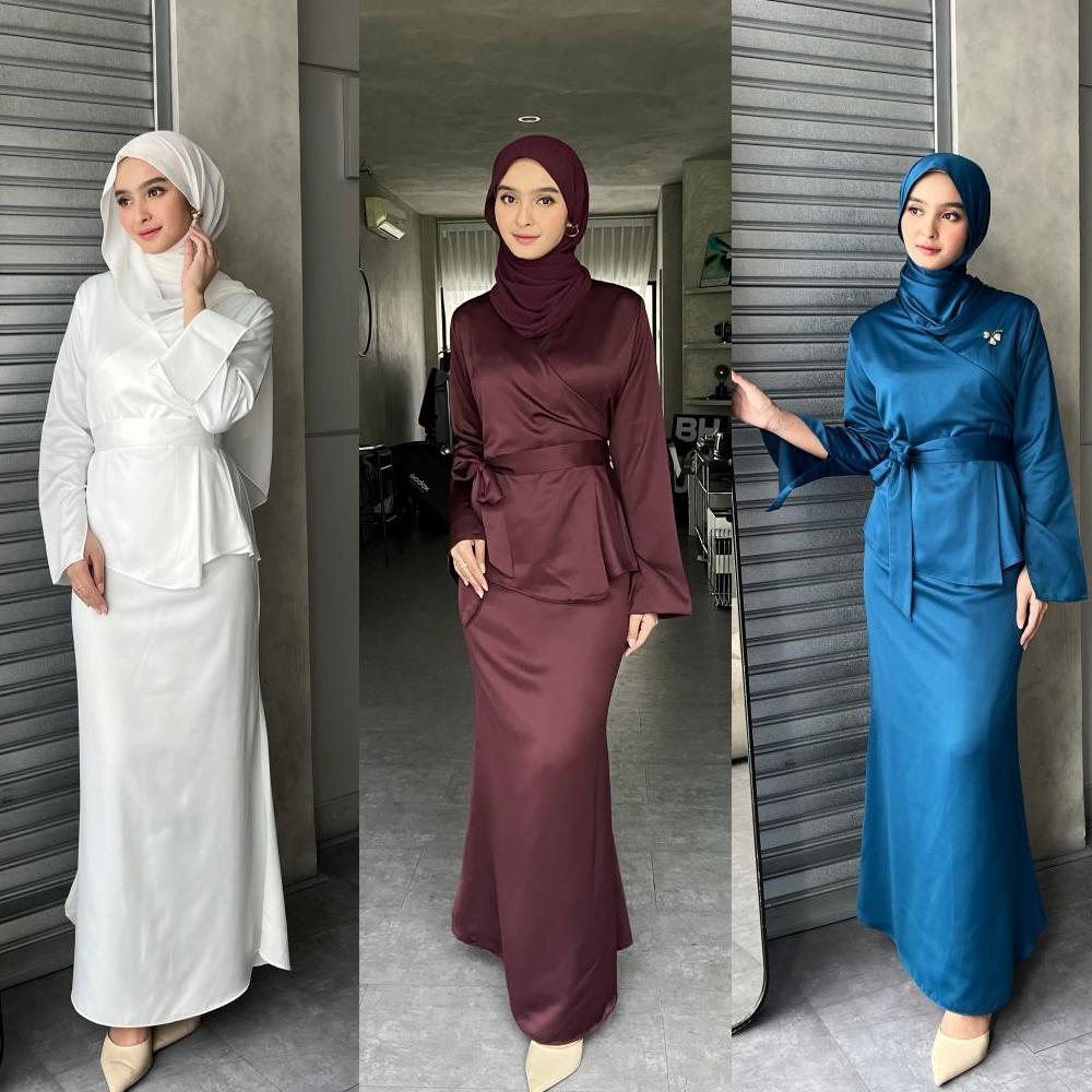 Naraya Dress Satin Premium Ootd Hijab Fashion Simple Seragam Bridesmaid Kondangan