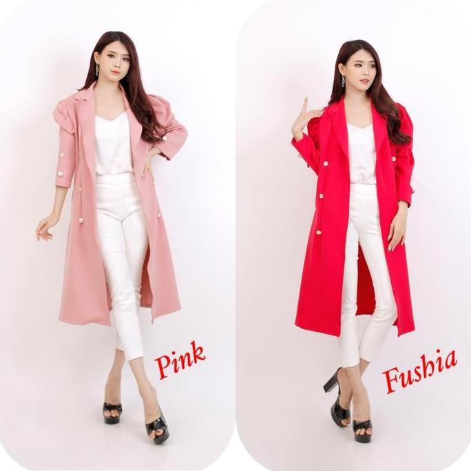 Fwbgy- 5362 # New Long Coat All Size Bahan Scuba Premium  Polos Blazer Wanita  Casual  Atasan Panjan