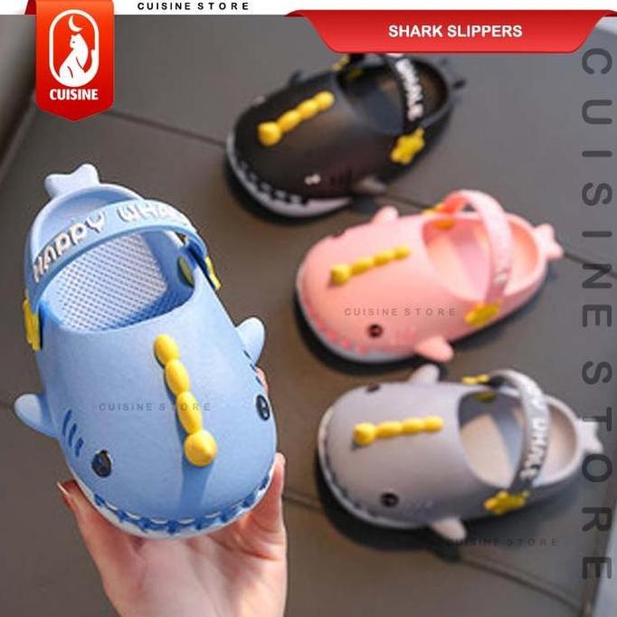 Terpopuler- [Cod] Sandal Selop Anak Shark Whale Family, Sendal Sepatu Karet Ikan Hiu Paus, Sandal Sl