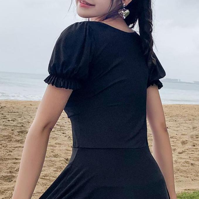 Baju Renang Remaja Perempuan One Piece Hitam Polos y Swimsuit Pantai Import Korea Style LC307