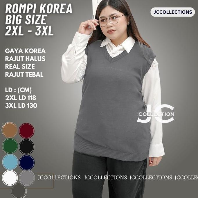Fwbgy- Rompi Rajut Wanita Big Size 3Xl Outer Vest Rajut Premium / Vest Knit Jumbo Xxxl Korea Style