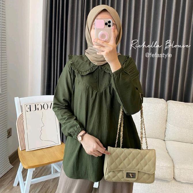 BLOUSE CRINCLE RICHELLA by fefastyle / Baju Wanita (TERBAIK) (TERBARU) (TERMURAH)