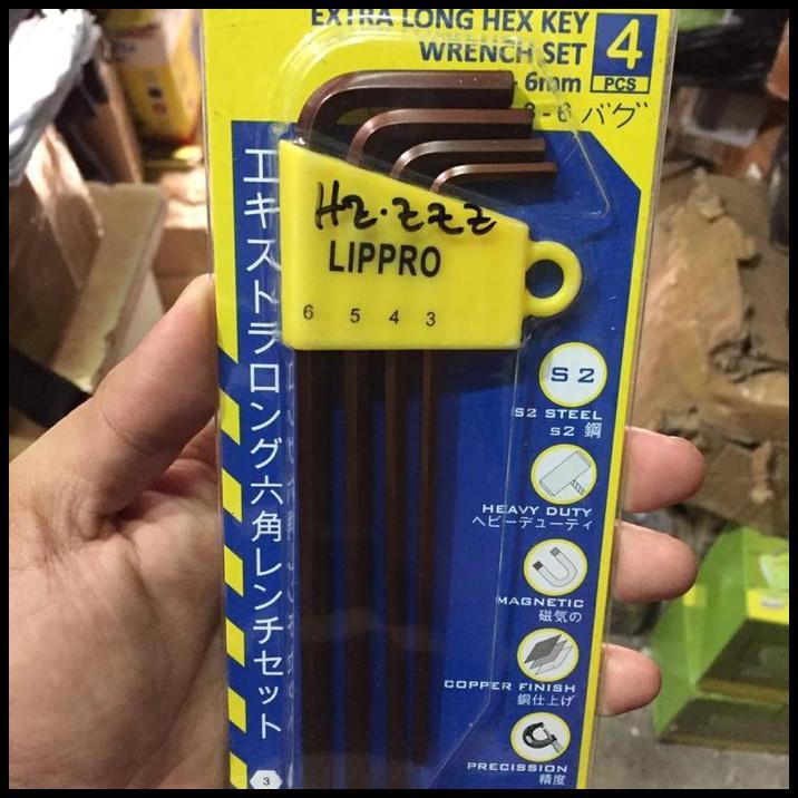HOT DEAL KUNCI L SET PANJANG 4 PCS EXTRA LONG PLAT LIPPRO 161-S4 