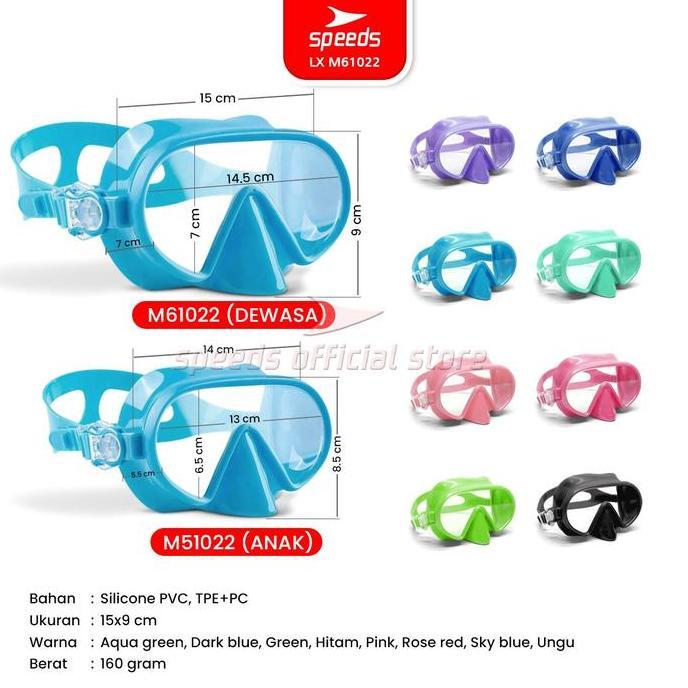 Thebest- SPEEDS Snorkel Mask Kacamata Selam Dewasa Peralatan Menyelam M61022