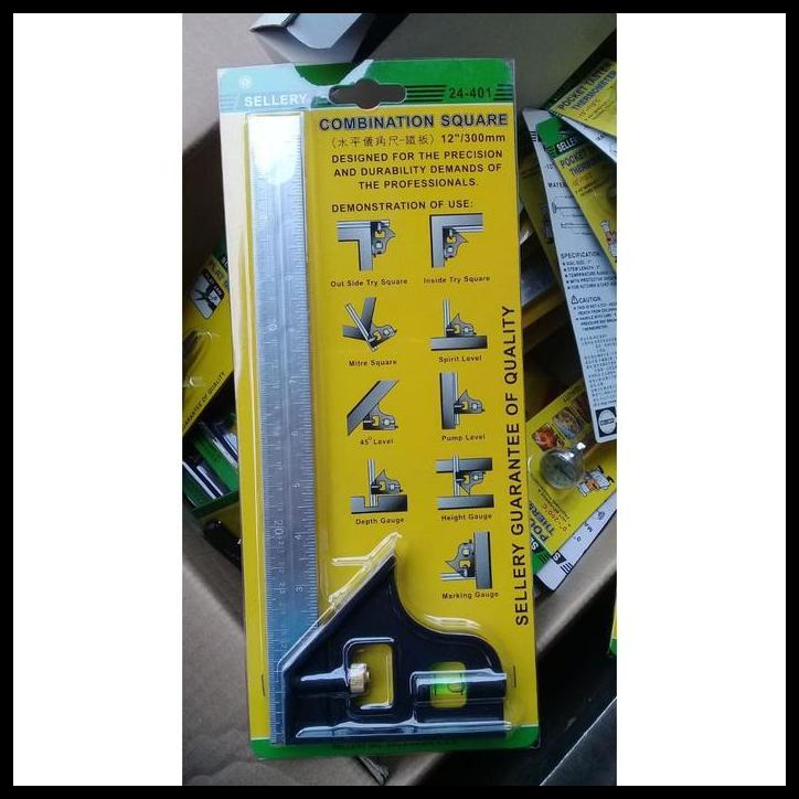 BEST DEAL SIKU TUKANG 12" WATERPASS SELLERY 24-401 SERBAGUNA COMBINATION SQUARE