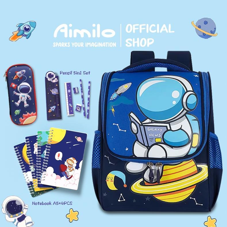 [READY] Aimilo Tas Ransel Anak 4in1 Set Tas Sekolah Anak Laki Laki Perempuan Tk Sd Alat Tulis Sekola