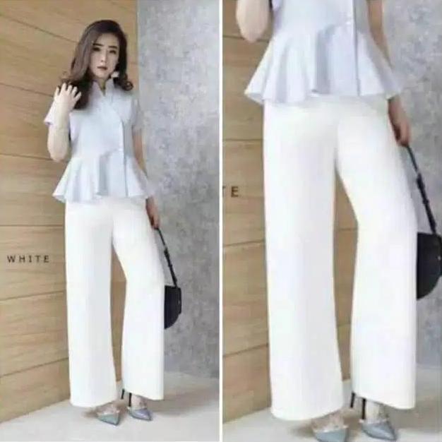 CELANA KULOT JUMBO WARNA PUTIH BAHAN SCUBA