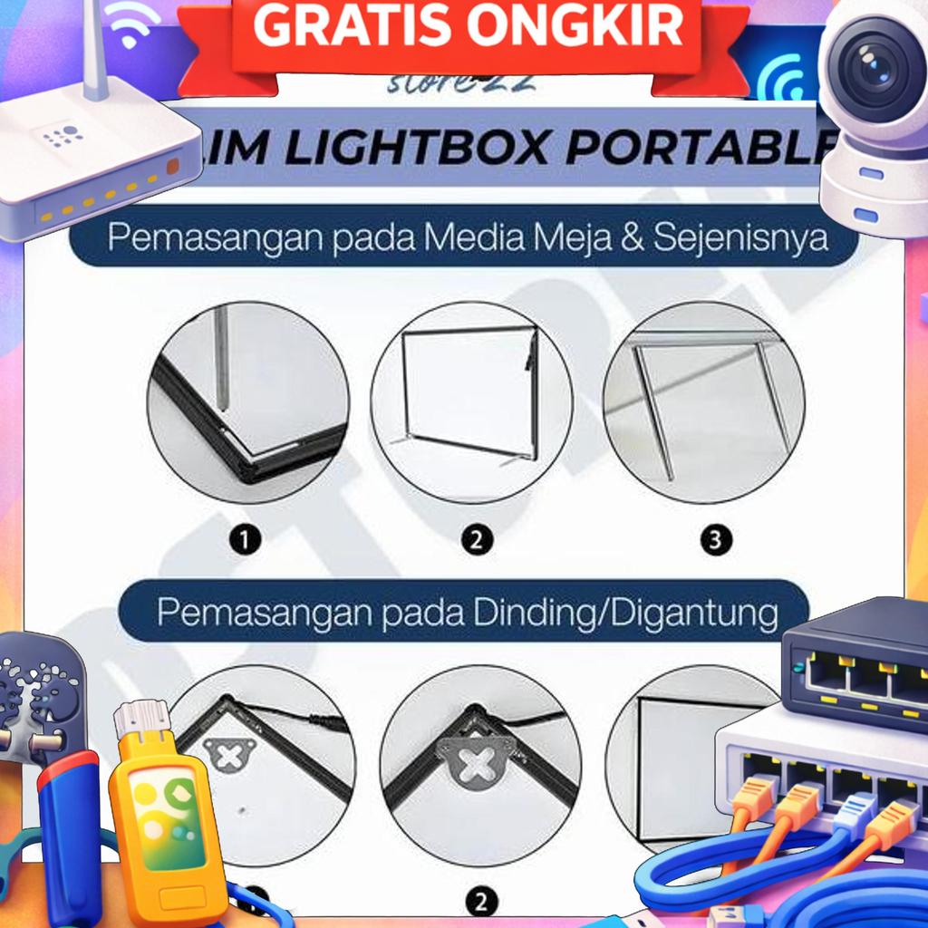 Slim Light Box Led A2 - Lampu Display Frame Poster Neon Box Led Untuk Iklan Elegan Lampu Iklan Neon 
