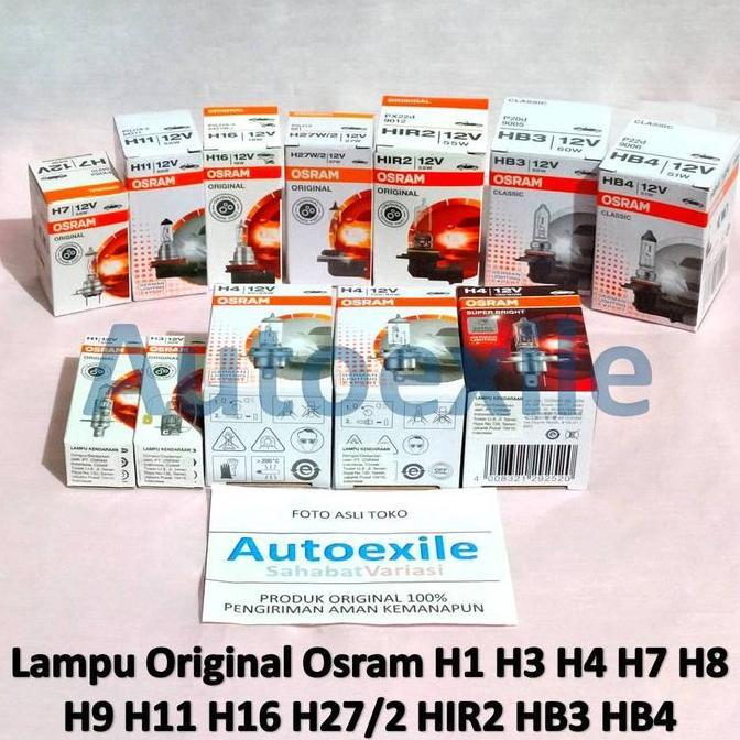 Lampu Osram Original H1 H3 H4 H7 H8 H9 H11 H16 H27/2 HIR2 HB3 HB4 12V (TERBAIK) (TERBARU) (TERMURAH)