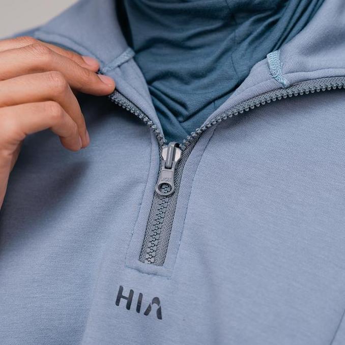HIA Everywear Nomi Half Zip Sport Sweater Blue Oversize Fit Olahraga Running Gym Padel Tennis Jaket 