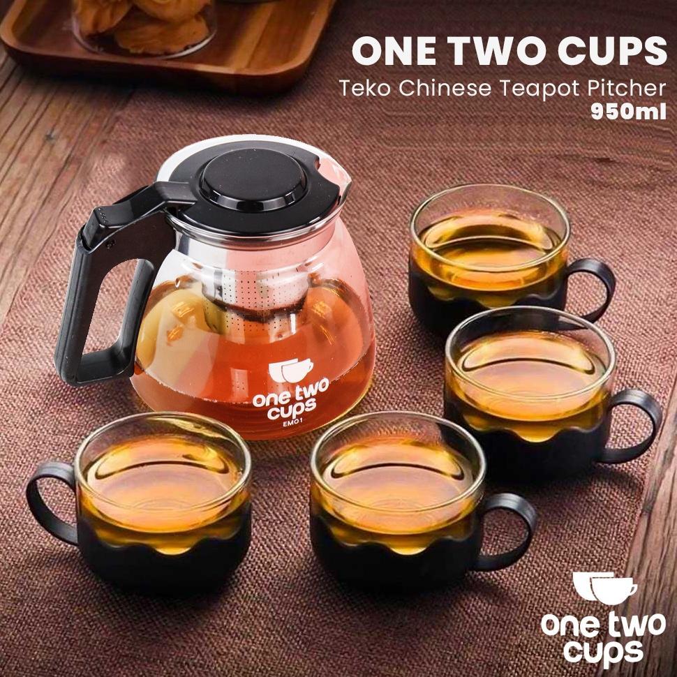 W3R TEAPOT HITAM PLUS SARINGAN TEAPOT IMPORT PLUS GELAS 4 PCS TEKO TEH BAHAN KACA TEAPOT HITAM PLUS 