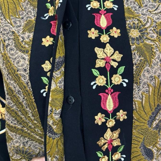 Murah Atasan Batik Blouse Wanita Bordiran Premium Kain Katun Elegan L Batik Cewe Mewah Kantor Kondan