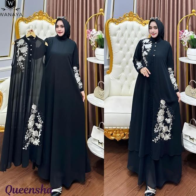 Murah Queensha Gamis Mewah Wanita Muslim Ceruty Babydoll Premium Gramasi 105-110 Gsm Dress Syari Ter