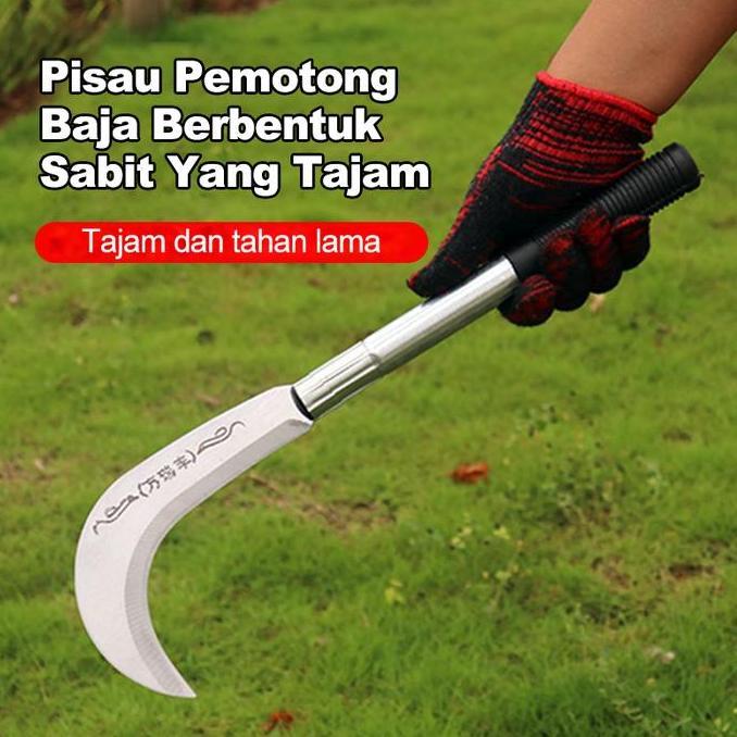 100/80/60cm Sabit Arit Rumput Baja Asli /Pemangkas Rumput Multifungsi / Sabit Ranting Pohon Sabit Ru