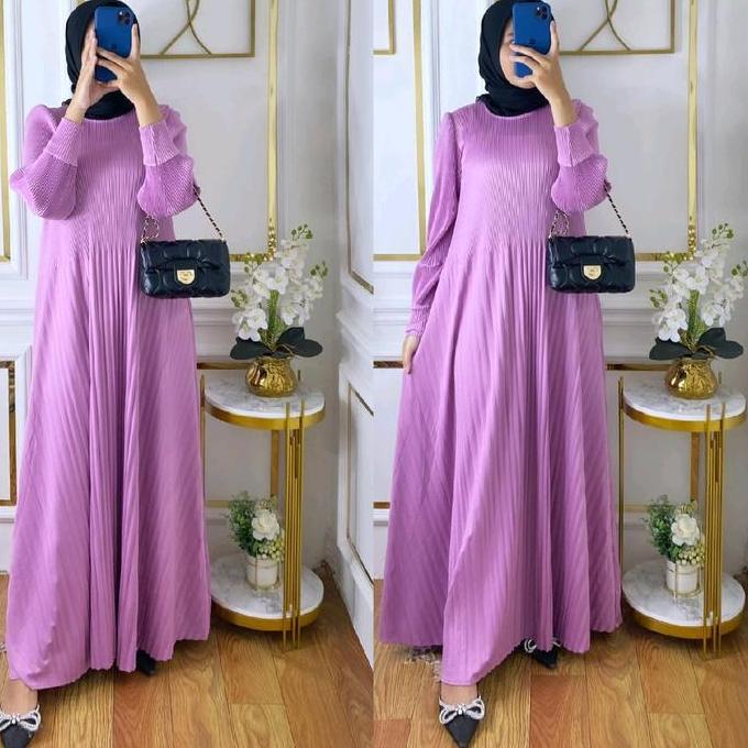 Murah Gamis Wanita Plisket Nadya Dress Muslim
