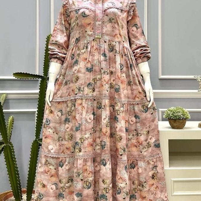 Sale Gamis Salvina Rayon  Santai Muslim Putih Dress