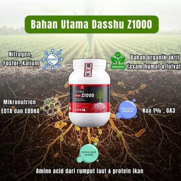 Pupuk Dasshu Z1000 250g - Perangsang Akar, Tunas, Buah | Pupuk organik Jepang untuk Semua Tanaman (T