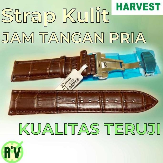 Strap Jam Tangan Butterfly Clasp Kulit - Hitam