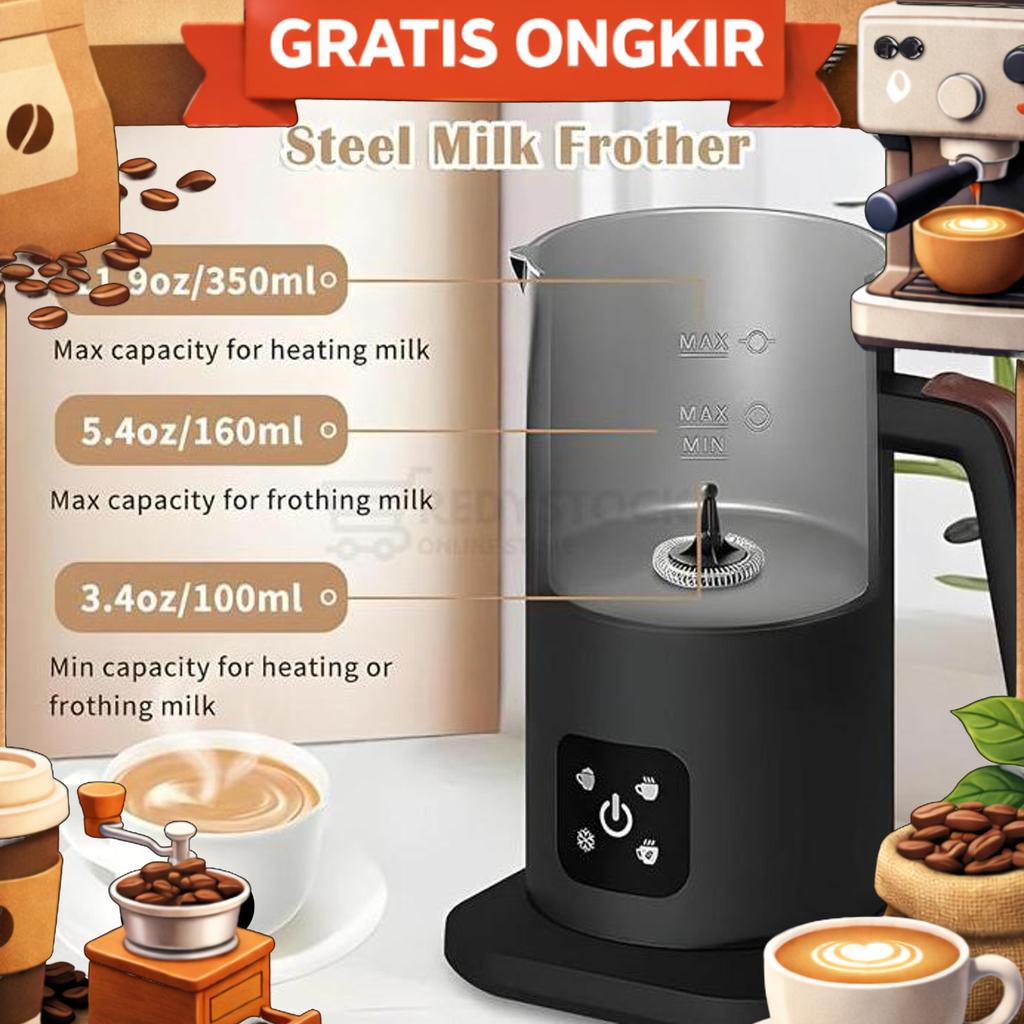 Milk Frother Steamer Susu Elektrik Otomatis Panas Dingin 350Ml Mf350