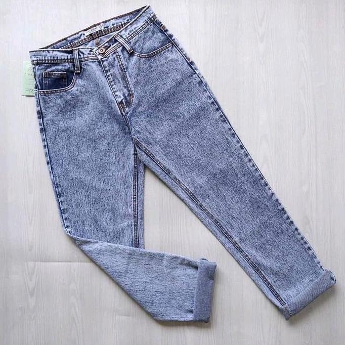 Gratong Hw Boyfriend Jeans [Size 27-34] Celana Wanita Boyfriend Jeans Dark Light Panjang Tebal Hitam