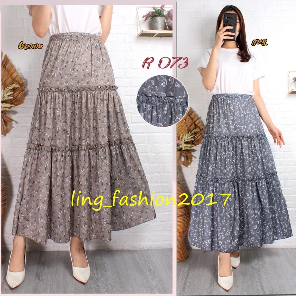 PROMO Rok Wanita Korean Style Panjang/ Rok Susun Payung Panjang Wanita Korean Style/ Rok Tingkat Sus