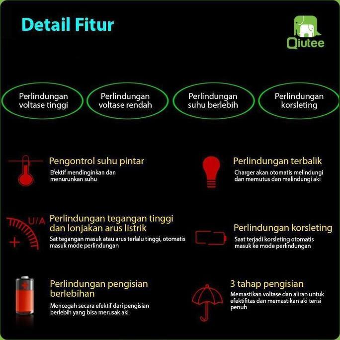 Charger Aki 12V-24V 10A / Charger Aki Fast Charging Otomatis 12 Volt - 24 Volt 10 Ampere