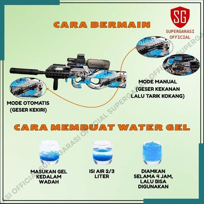 Mainan tembakan blaster gun elektrik p90 holo graffity