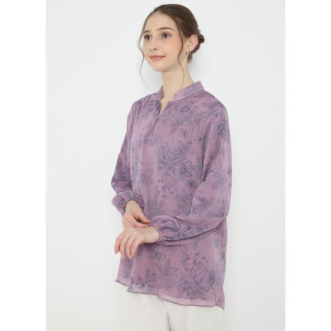 Floral Blouse V Neck In Purple By Brilliant Girl