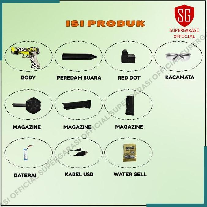 Mainan Tembakan Glock G17 Grafity WGB elektrik anak laki laki