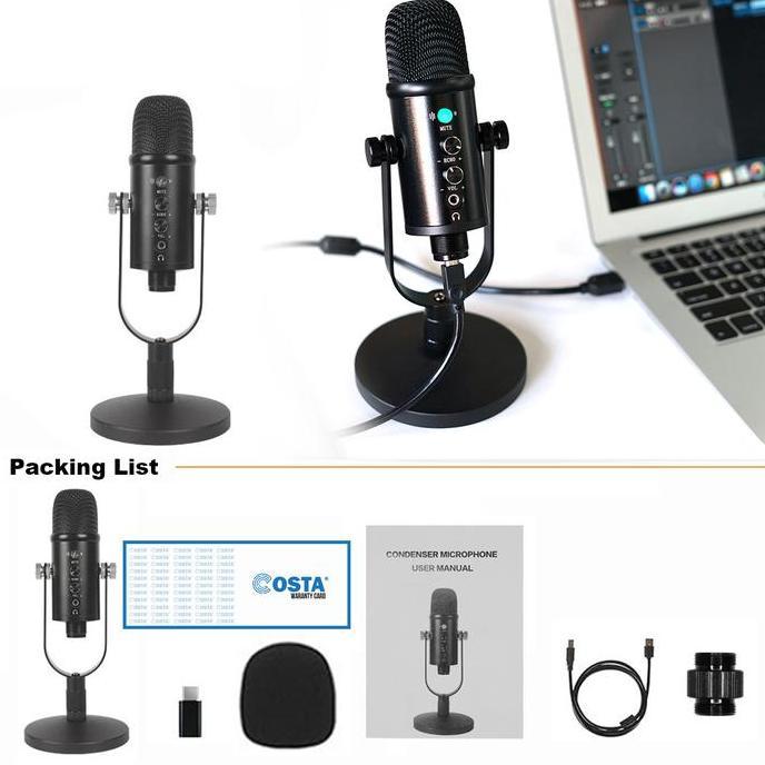 Newall-- Costa Cm-U100 Microphone Usb Professional Condenser Podcast,Vocal Metal Mic Mikrofon