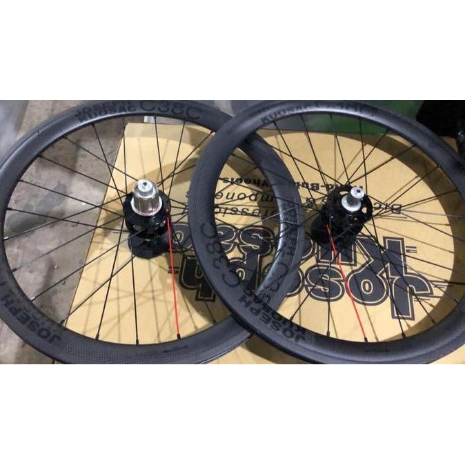 TERBARU JOSEPH KUOSAC C38C 20" CARBON WHEELSET (451) - BLACK DECAL/1 RED SPOKE