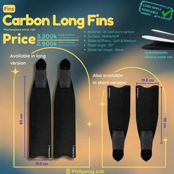 Pollywog Pure Carbon Long and Short Fins