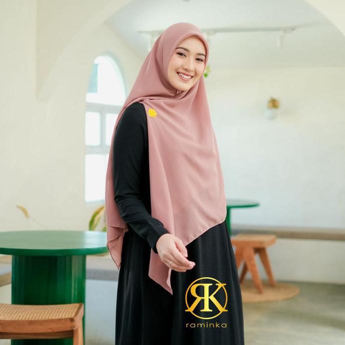 Raminka Hijab Syari Fatimah Zipper Khimar Kerudung Jilbab instan Jumbo Resleting Segi Empat Ziper Mu
