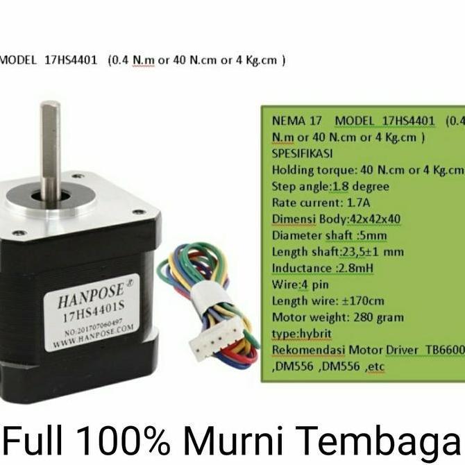Powerx- Motor Stepper Nema 17 17Hs4401 Nema 17 42Bygh 1.7A Nema 17 Murni
