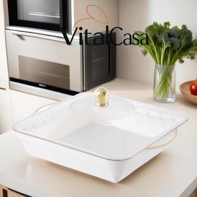 Produk Terbaru Aesthetic / Nampan Saji Dengan Tutup/Piring persegi putih (dengan tutup)