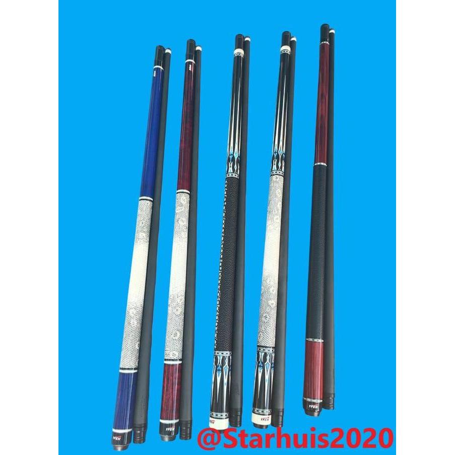 Carbon Fiber Shaft Cue Stik Play Premium LEATHER Grip YFEN 12.5mm termasuk Joint Protector & Extensi