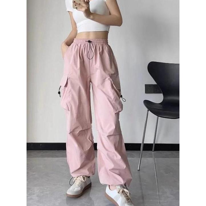 Blackpink Lisa Cargo Kargo Teachwear Streetwear Wanita Pants Premium Highwaist Polos Casual Serut Ov