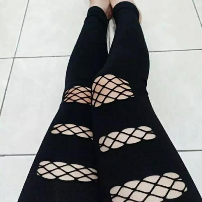 Griloff- Legging Import Sobek Jala / Legging Import Wanita Melar Panjang
