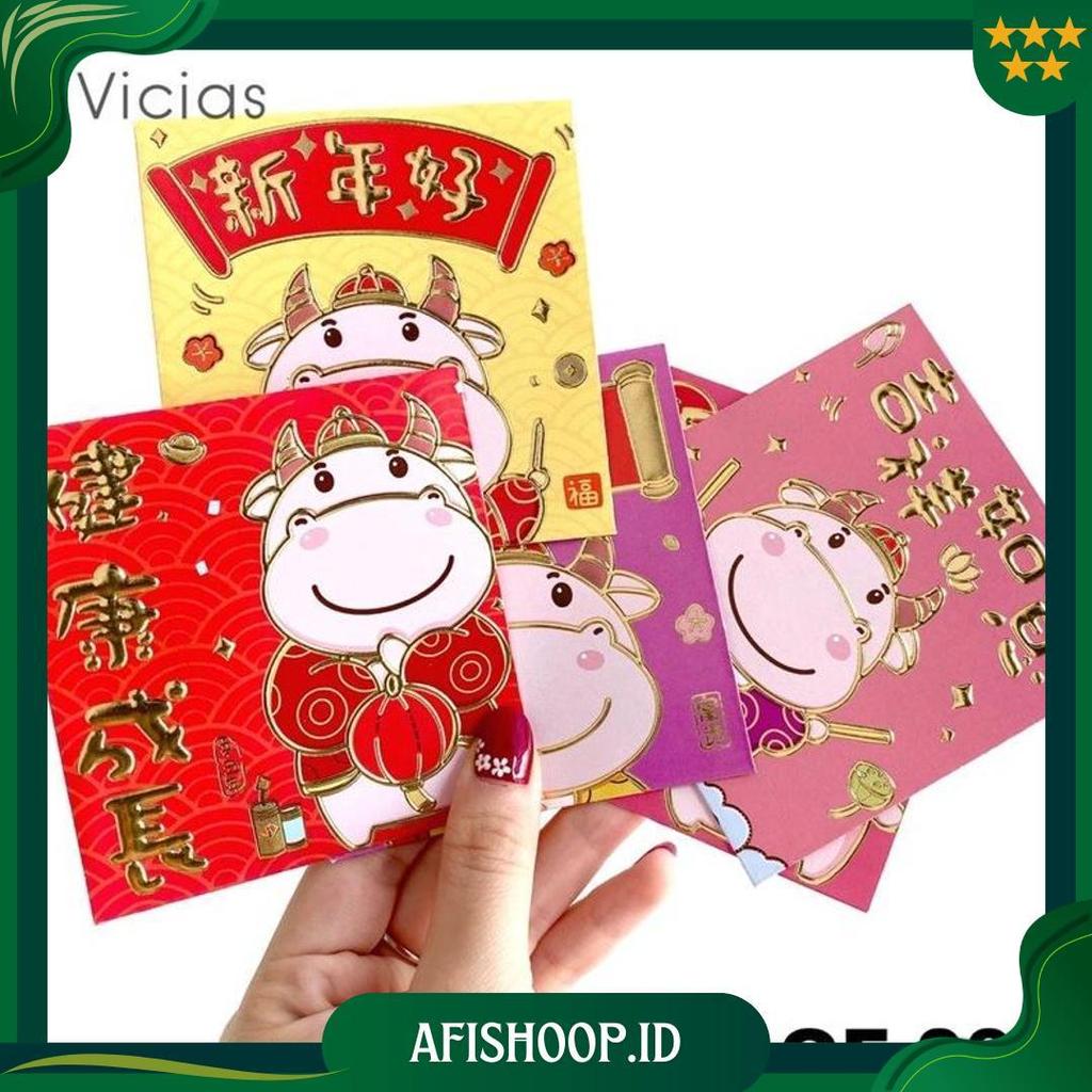 6Pcs Angpao Sapi Kerbau Lucu Imlek Sincia Tahun 2021 Hoki Angpau V Cod