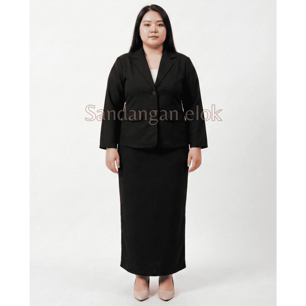 BestPromo One Set Blazer Dan Rok Span Panjang Jumbo - Setelan Jas Sidang Skripsi Wanita Jumbo