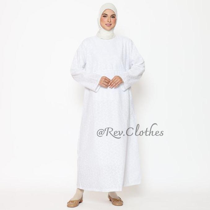 Promo Baju Umroh Wanita Muslim Model Kantong Doraemon Gamis Umroh Wanita Katun Bordir Putih