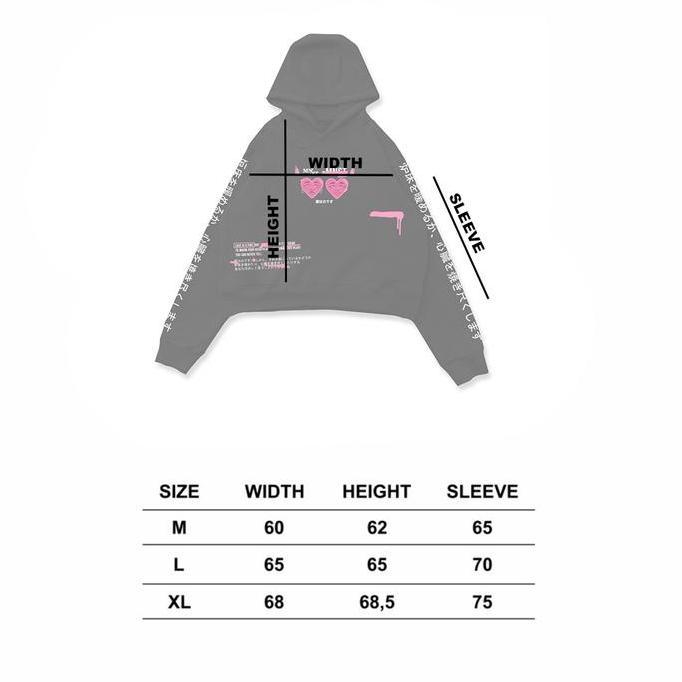 Mnst Crop Hoodie Oversize Unfinished Black Love